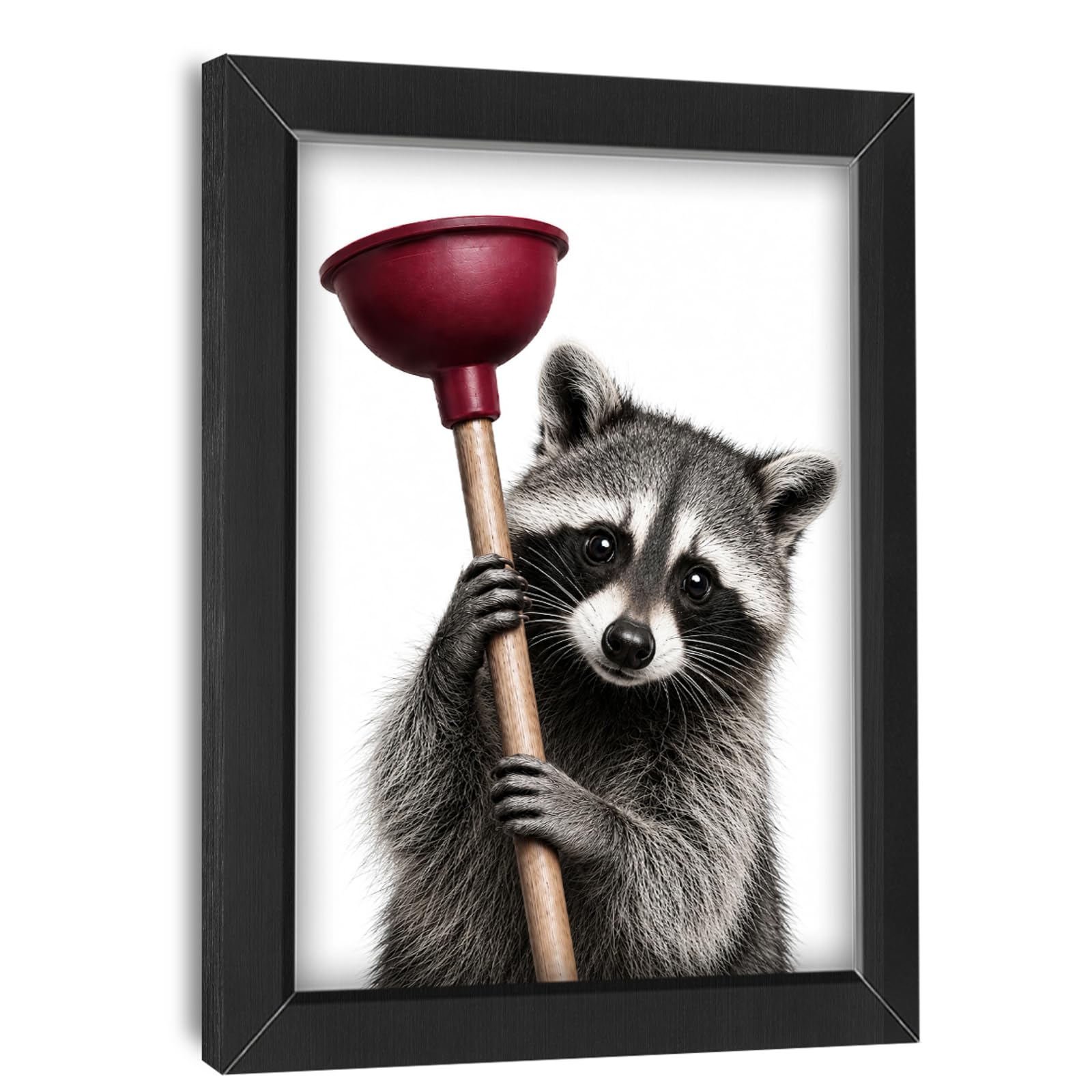 Mecowcm Bathroom Raccoon Funny Wall Art Decor Pictures Painting 8"x10"