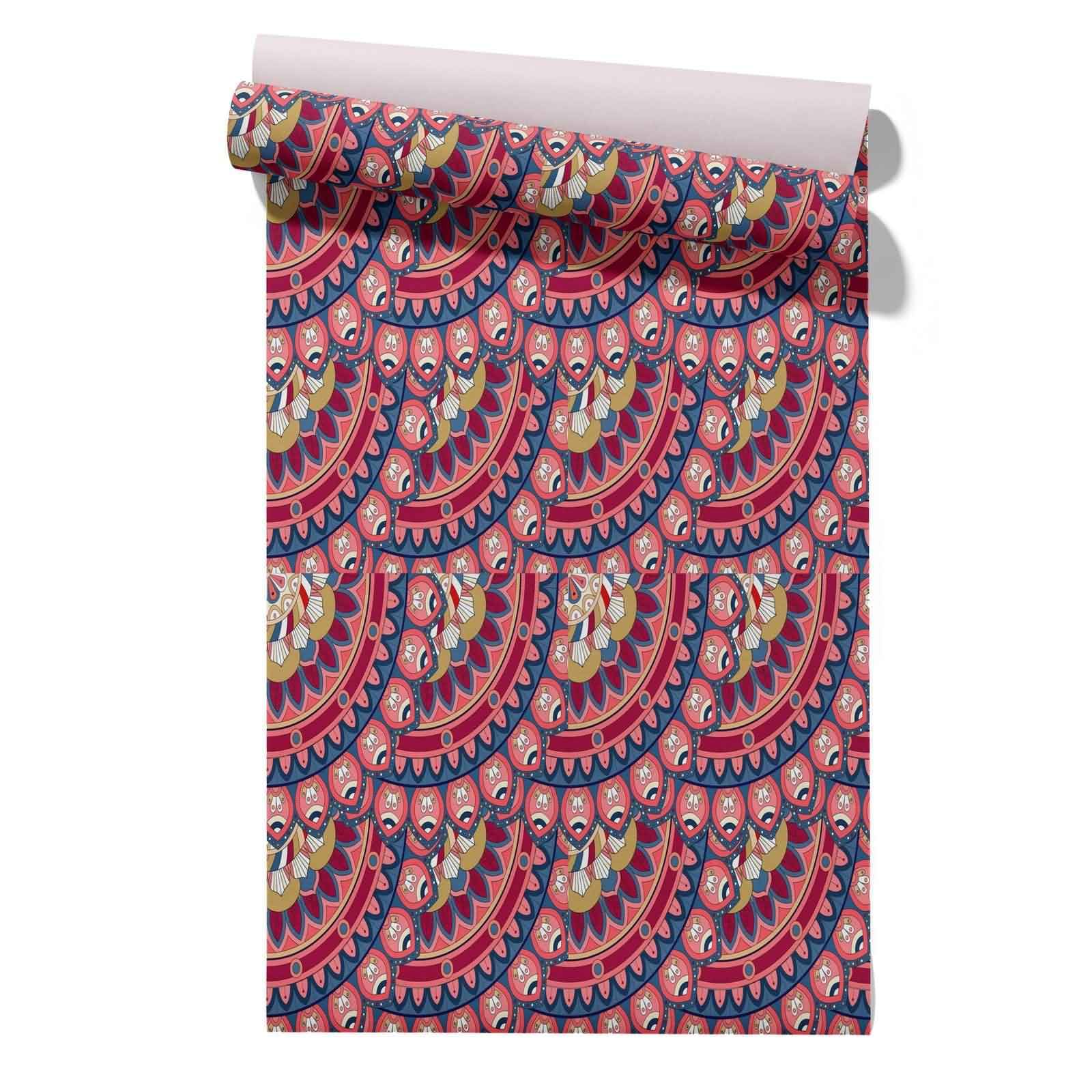 Cevan Style 16 Wallpaper Lining Roll Pvc Panels Mandala Ethnic Retro Designer For Living Room Damp Covering Peel Stick Wallpaper Kitchen Cabinets 45X200cm