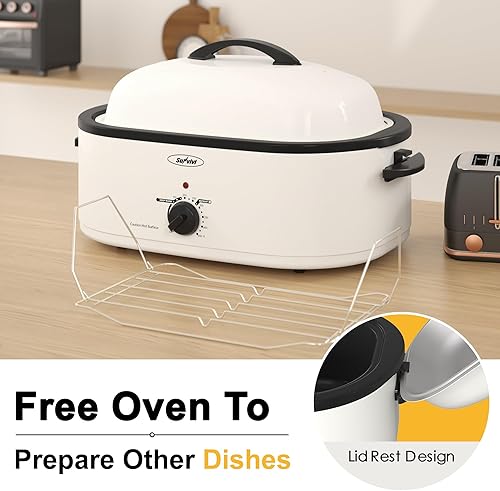 Miniatura 4 de Sunvivi Horno asador, horno asador eléctrico con tapa autohilvanada, 24 libras y 20 cuartos de galón con función única de descongelacióncalor,