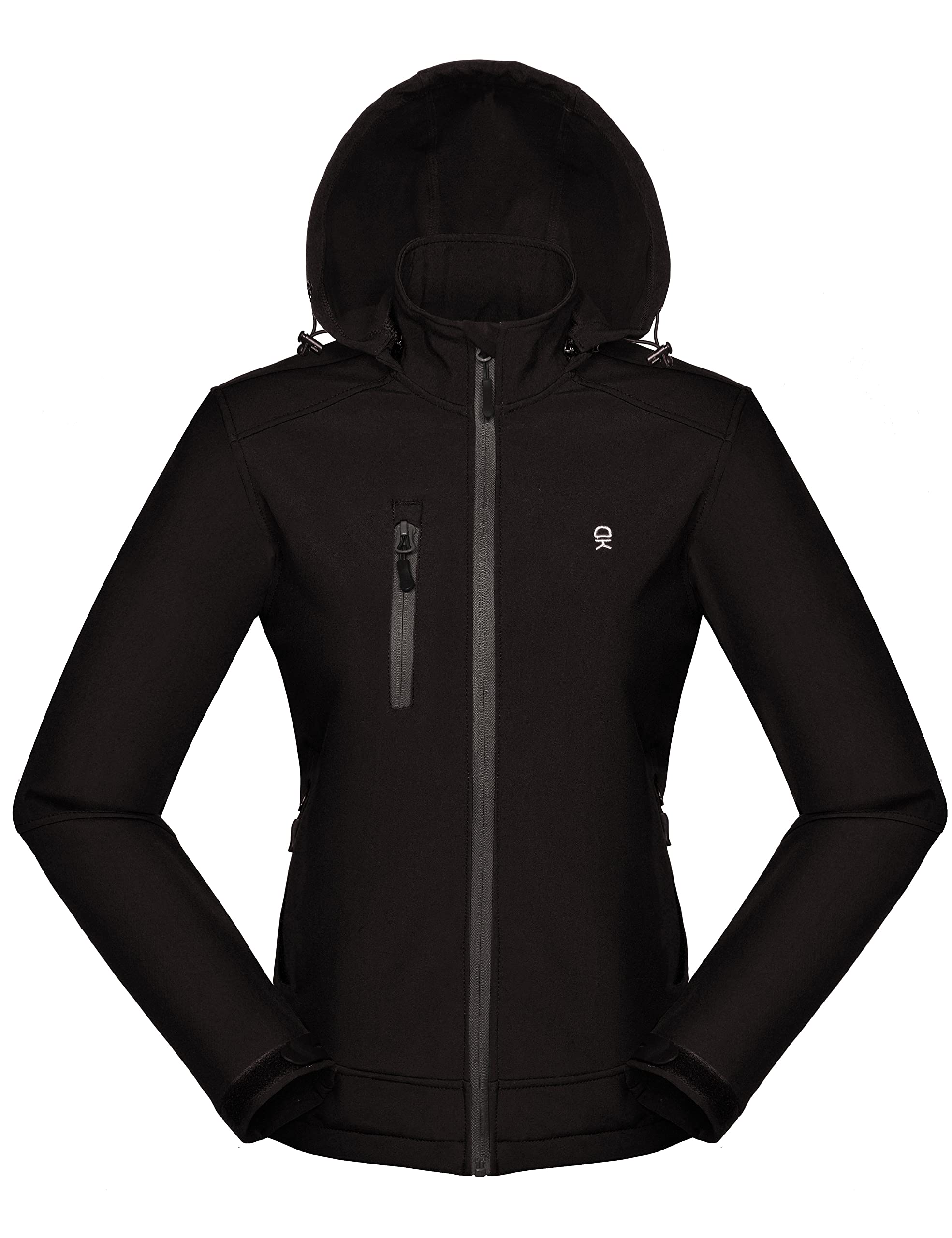 Little Donkey Andy Softshelljacke für Damen mit abnehmbarer Kapuze, Fleecefutter und Wasserabweisend Schwarz XS