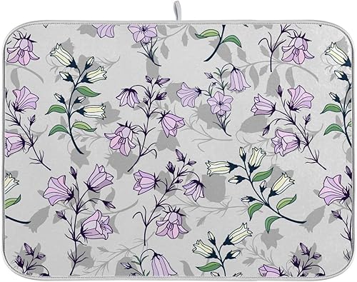 Purple Yellow Bluebells Drying Dish Mat Counter Mat Kitchen Kitchen Matt Tapete Para Cocina 16'' x 18''