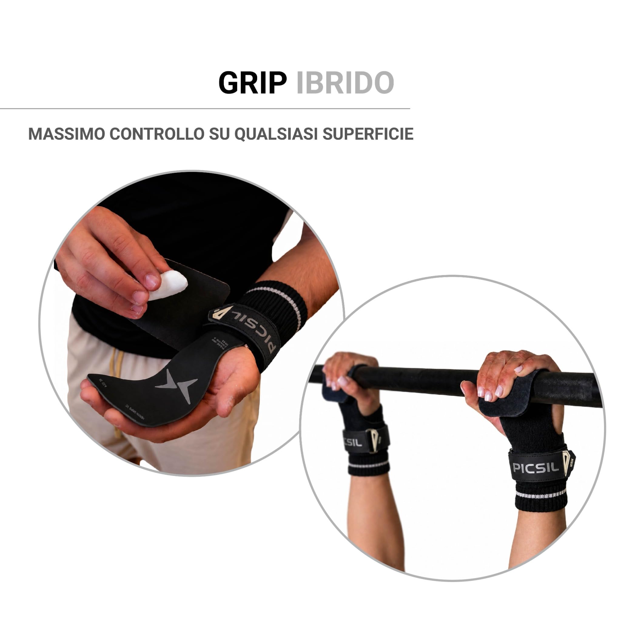 PICSIL Paracalli Heron Grips Protezione Mani con Astuccio e Polsini Cross Training Calisthenics Fitness