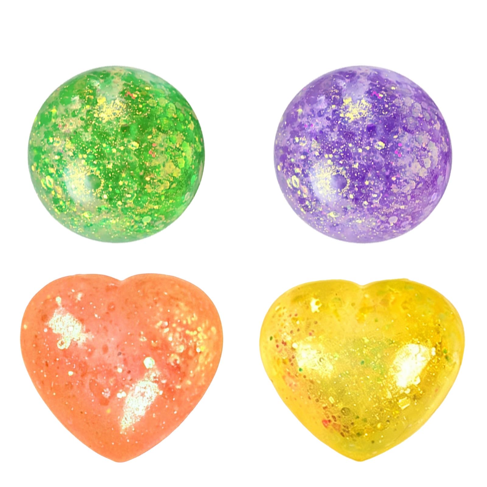 4 PCS Fidget Squishy Toys Set, Heart Squishy Fidget Toys and Soft Sensory Balls, Soft & Comfortable for Birthday Party Favors Hand Stress Relief Toy(Random Color)