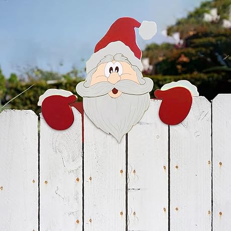 Christmas Fence Peeker Decoration - Merry Christmas Outdoor Yard Signs