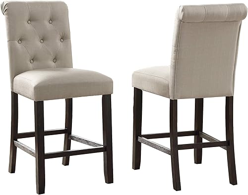 Miniatura 10 de Roundhill Furniture Hendley - Juego de 2 taburetes de madera maciza copetudos, color gris Gris,Azul,Beige Bronceado