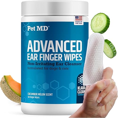 Pet MD Toallitas Avanzadas para Oídos para Perros y Gatos - Toallitas No Irritantes para Oídos y Limpiador de Oídos - Limpiador Seguro para Mascotas