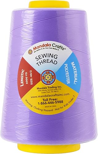Vista 126 de Mandala Crafts - Hilo de coser multiusos de poliéster para máquina de coser de sarga, sobrehilado, acolchado Beige
