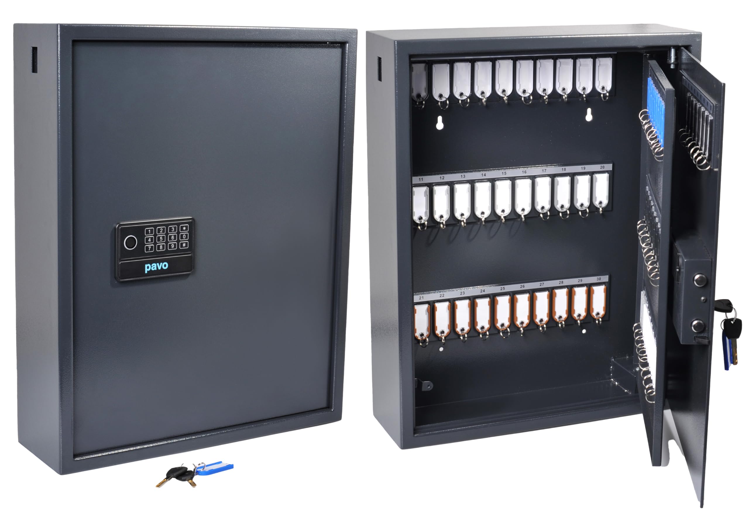 Pavo - Armoire à clés Haute sécurité Magnettag pour 100 clés - Gris foncé, 8015658