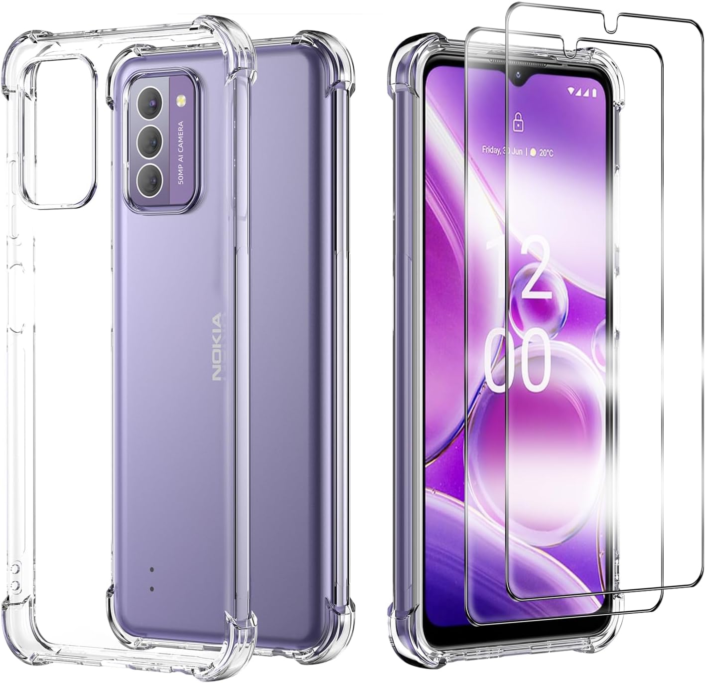 Coque TPU Transparente + Protection écran Verre Trempé Pour Nokia G100 TA-1430