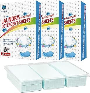 Laundry Detergent Sheets - 90/180/270/450 Sheets Eco-Friendly Ultra Concentrated Laundry Strips, Liquidless Laundry Sheets, Fresh Scent, Great for Home Dorm Travel Camping, Machines/Hand Wash