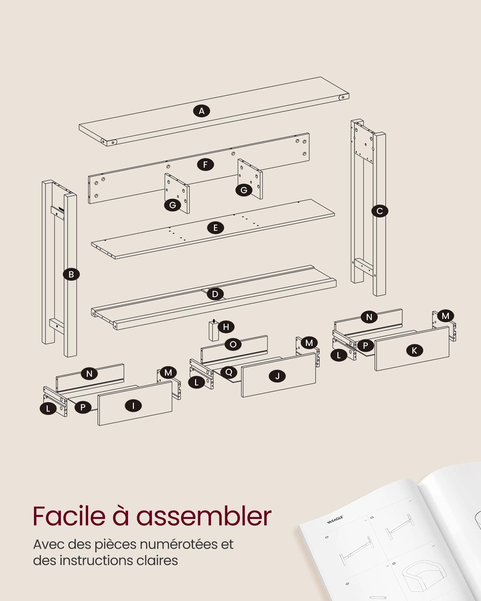 VASAGLE LIRY Collection - Table Console, Table d'Entrée avec 3 Tiroirs et Étagère de Rangement, pour Entrée, Salon, Style Campagnard, Marron Miel LNT142KB01