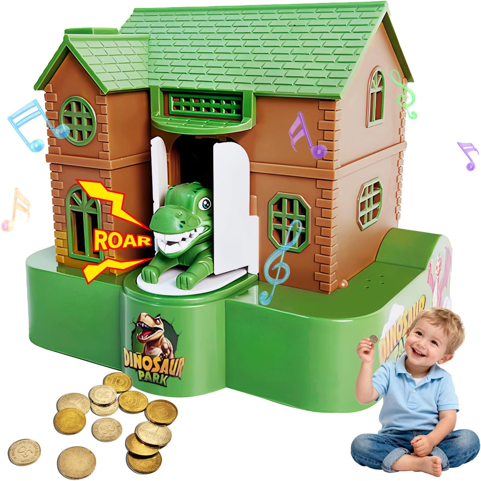 Dinosaurs Piggy Bank for Kids 3-5,Automatic Stealing Coin Bank for Toddler Money Saving,Funny Dinosaurs Toys for Kids Boys Girls Ages 1-3 2-4 4-6 (Dinosaur B)
