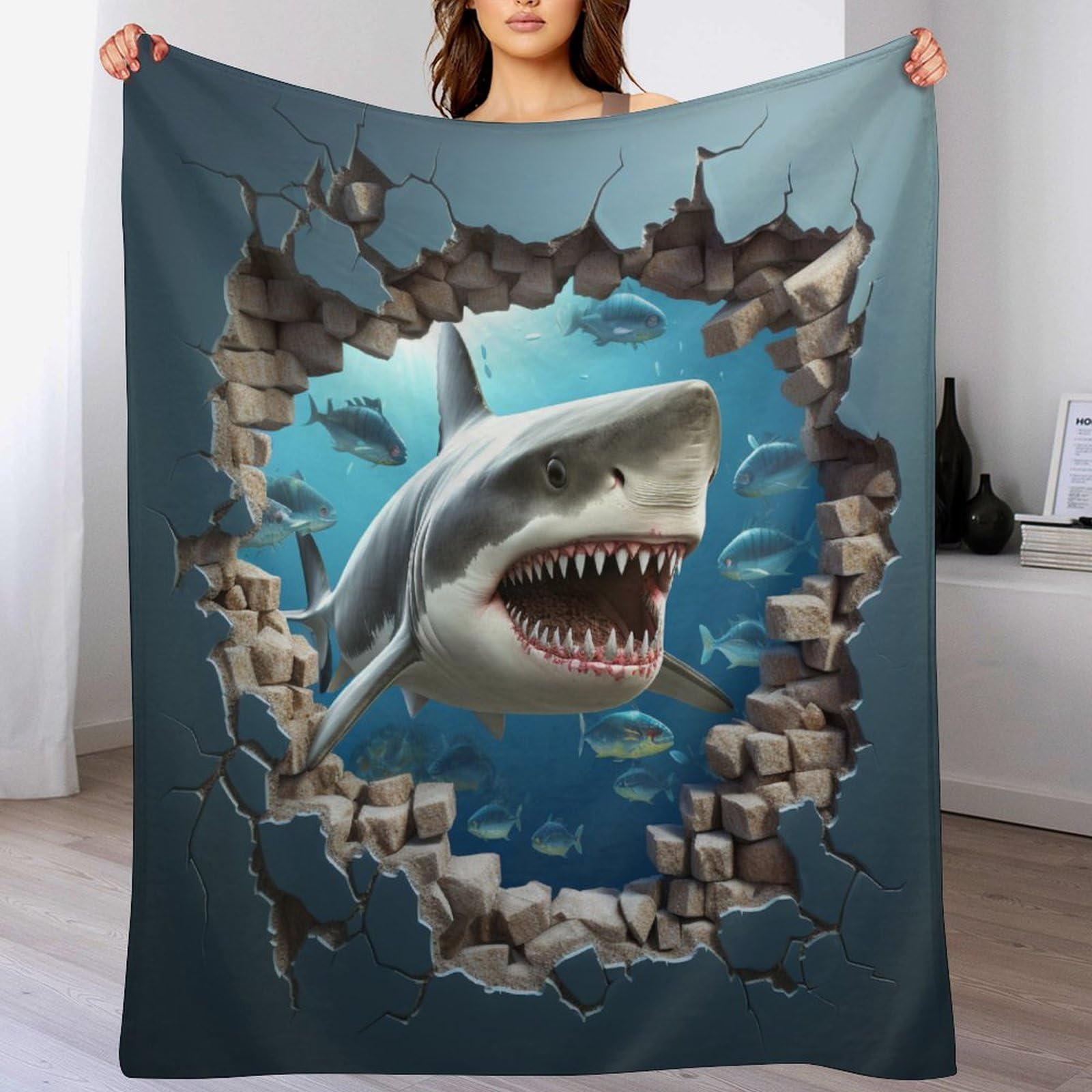 Couverture requin chaude et douce plaid lit canapé 40x50