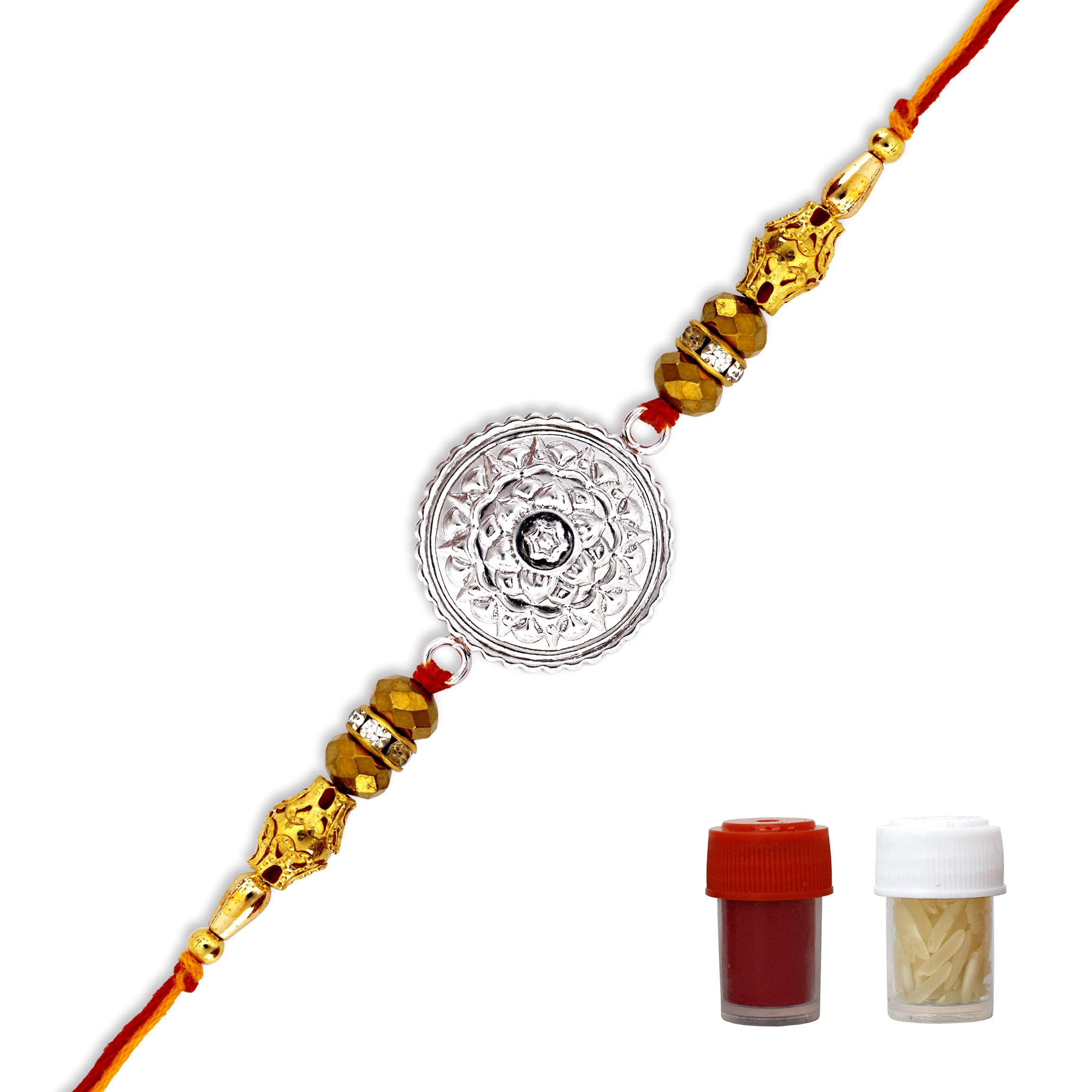 Milan Jewellers Traditional Design 99.5% FIne Silver Latest Rakhi (SIlver) For Unisex Adult (B09B85PDXG) Amazon Price History, Amazon Price Tracker