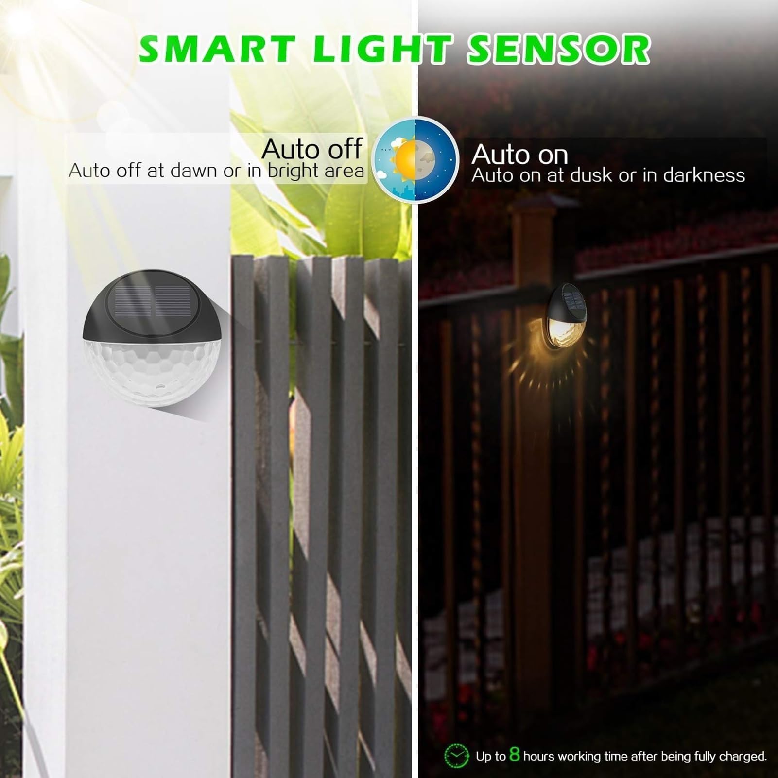 Luces solares de pared para exteriores, lámpara semicircular impermeable IP67 para jardín, encendido/apagado automático, sin cables, iluminación decorativa de paisaje, 4 unidades