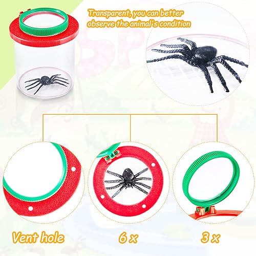 Miniatura 3 de Skylety 4 piezas de inserción visor de insectos, lupa explorador de patio trasero, kit de atrapador de insectos para niños, jaula de insectos, tarro