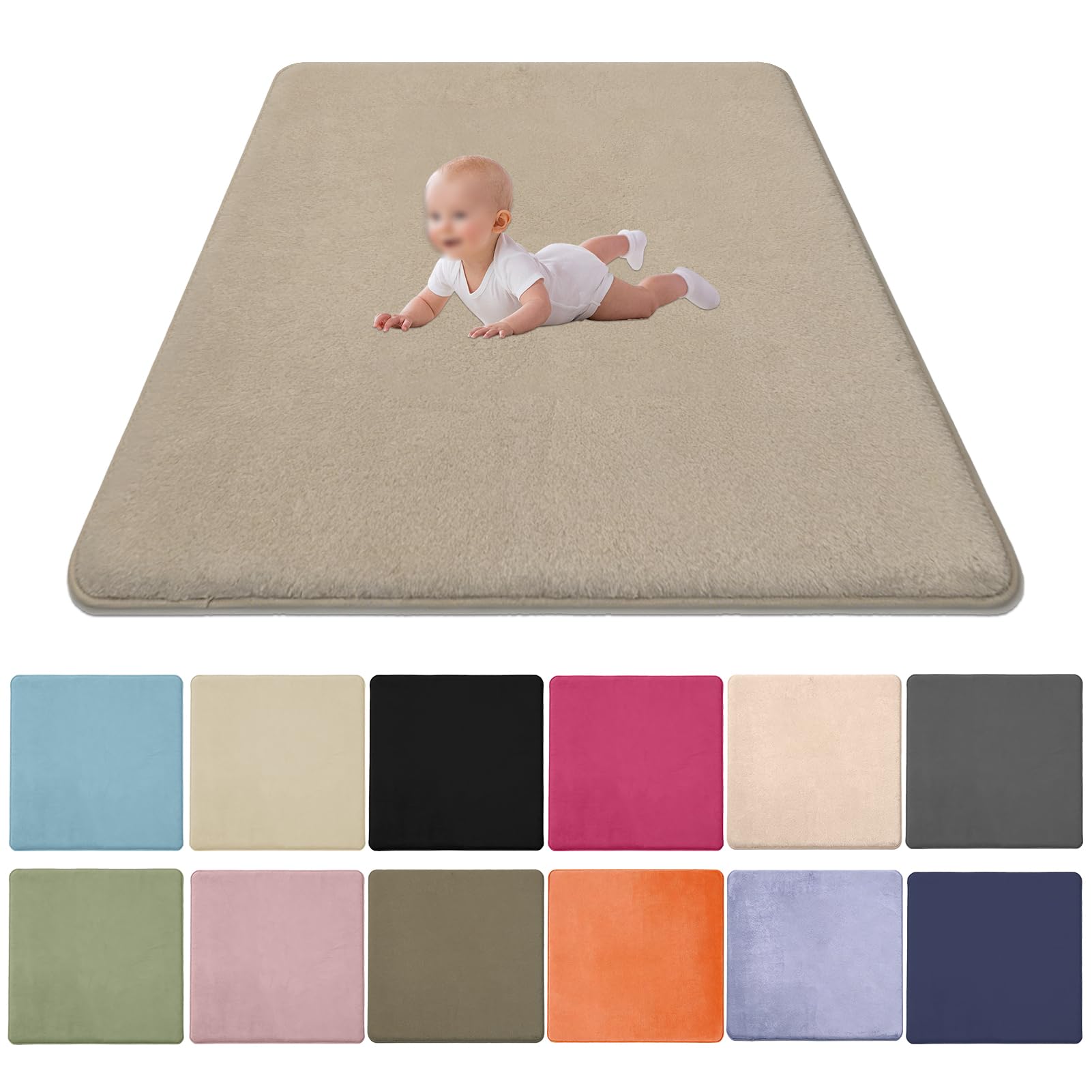 2CM Thick Coral Velvet Baby Play Mat, Baby Crawling Mat Nursery Rug for Crawling & Playing for Bedroom Kids Room, Nursery Babies Mats for Floor Play with Non-slip Backing 90x200cm/35.43x78.74inch — image 1