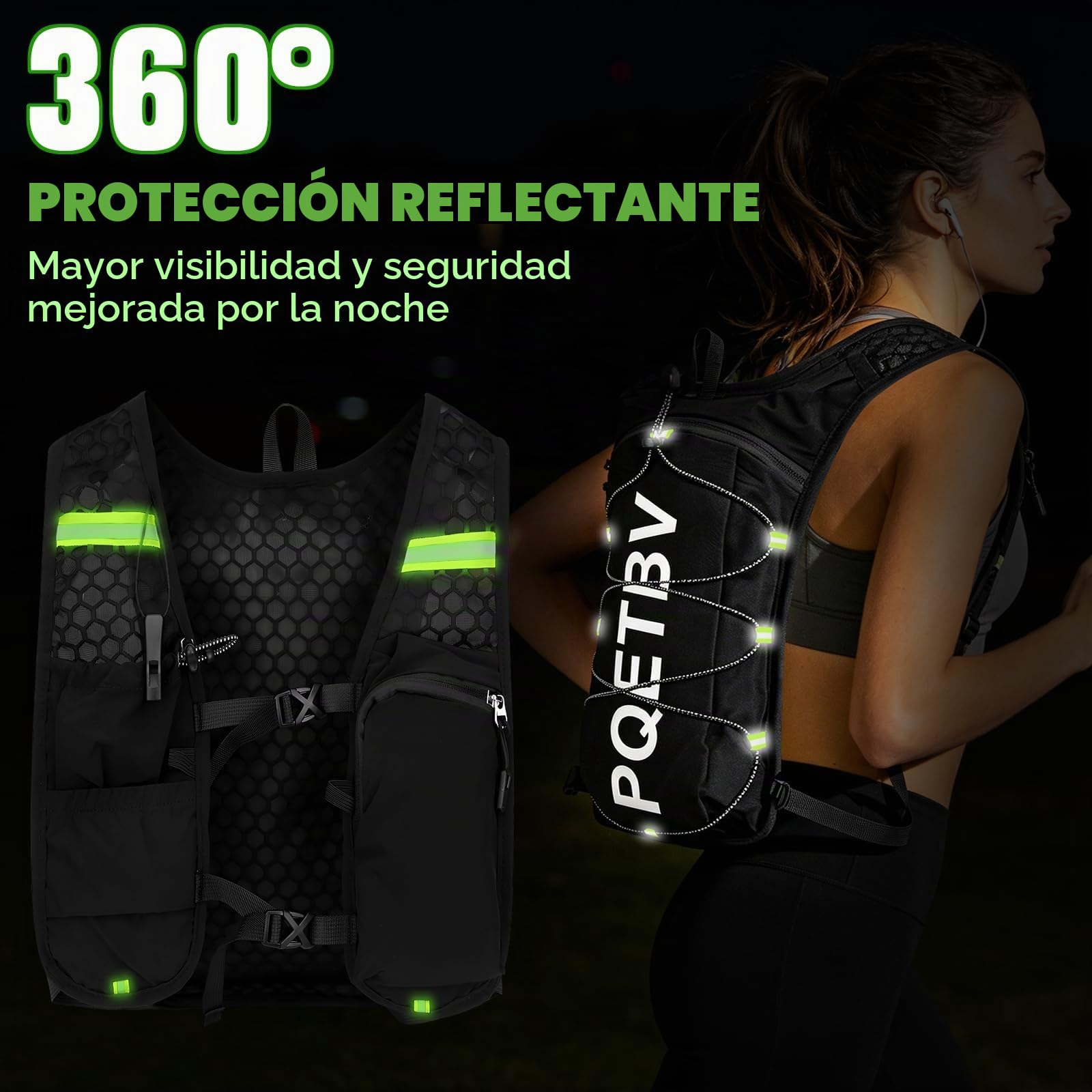 Chaleco para Correr, Mochilas de Hidratación Ligera y Transpirable con Bolsa 500ml, Chaleco Running Mujer Hombre con Tira Reflectante y Ajustable para Correr Trail Marathoner