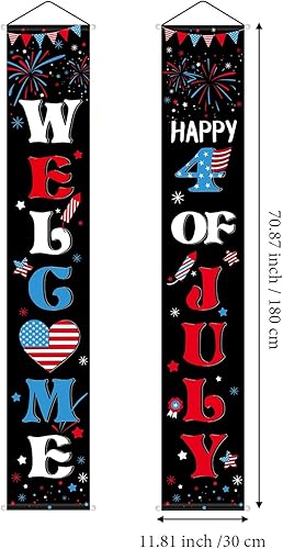 Miniatura 9 de Cartel del 4 de julio, decoraciones patrióticas para el porche, cartel negro para el día de la independencia para el hogar, fiesta del día de los