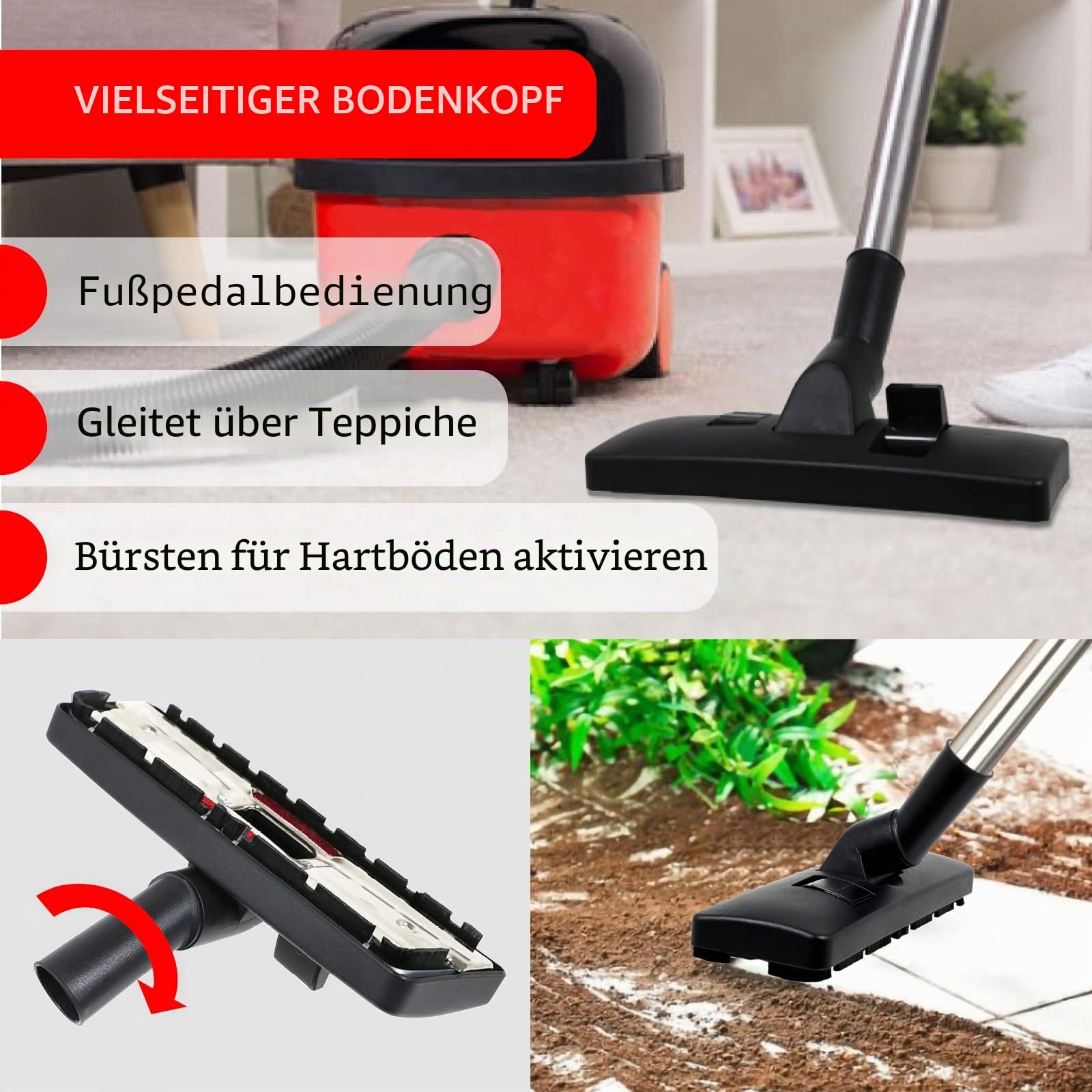 SPARES2GO Ersatzteil-Werkzeugbürstensatz für Numatic Henry Hetty Staubsauger (2,5 m)