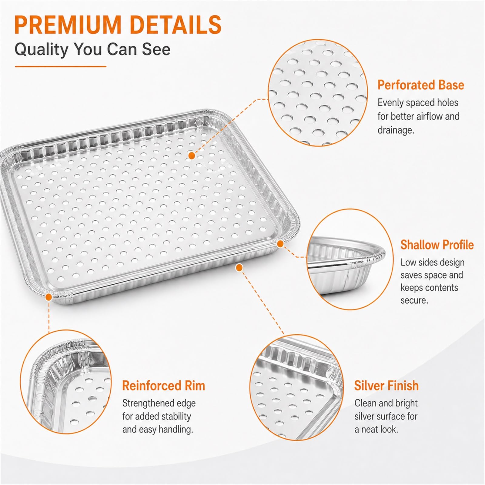 CYEAH Einweg-Grill-Topper-Pfannen aus Aluminiumfolie, Grill-Topper, Pfanne mit Löchern, nicht viskose Aluminiumfolie, Grillschale für Outdoor-Kochen und Camping, keine Reinigung erforderlich, 20 Stück