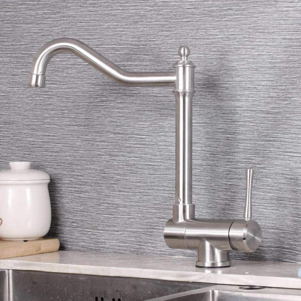 Kitchen Mixer Tap Folding Inside Window Stainless Steel Hot And Cold Can Be Placed Flat Rotating Kitchen Sink Taps Wire Drawing - View #8