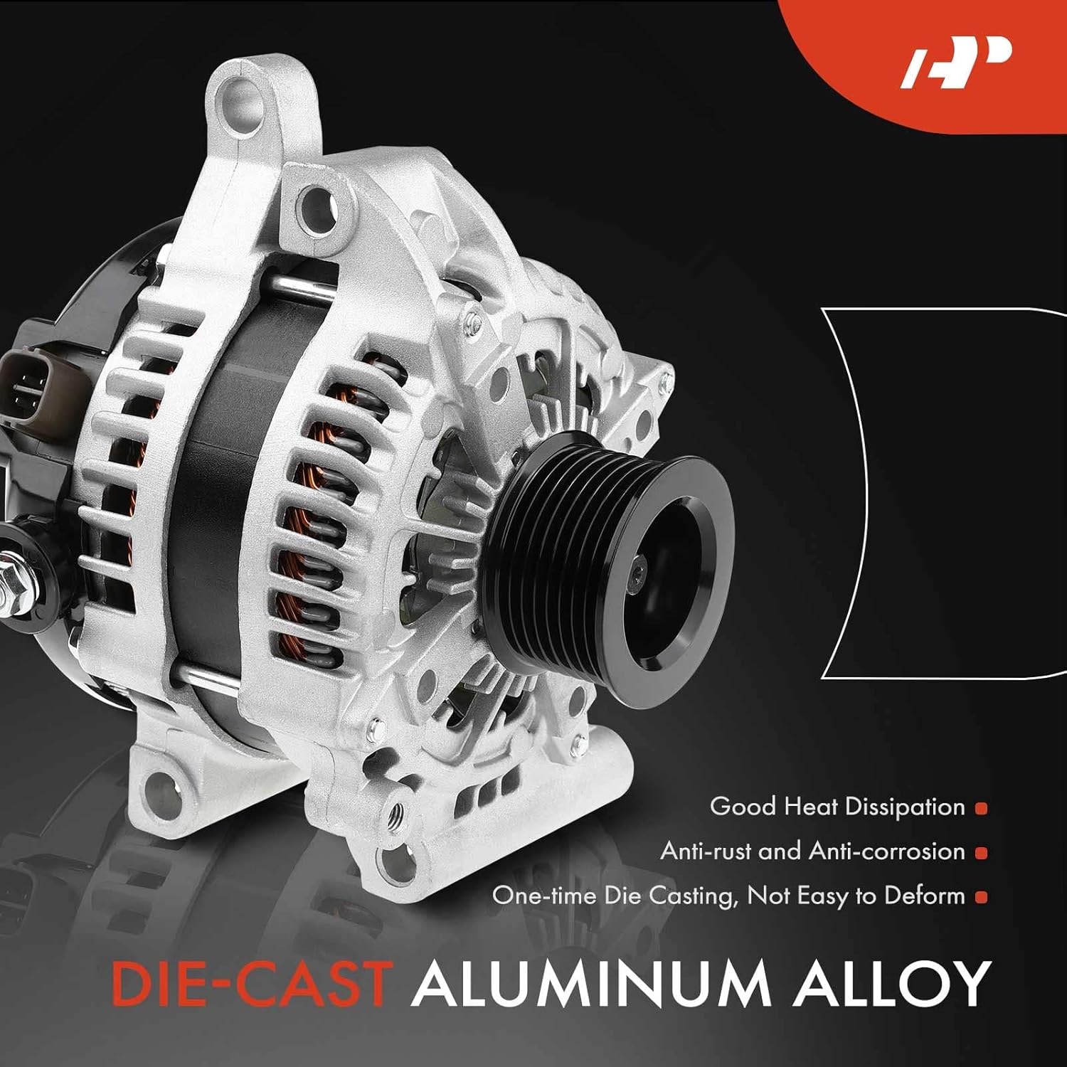 A-Premium Alternator Compatible with Toyota Land Cruiser 2008-2011/2013-2016, Sequoia 2008-2022 & Lexus LX570, 12V 180A CW 8-Groove Serpentine Pulley, Replace# 104210-6140, 27060-38050