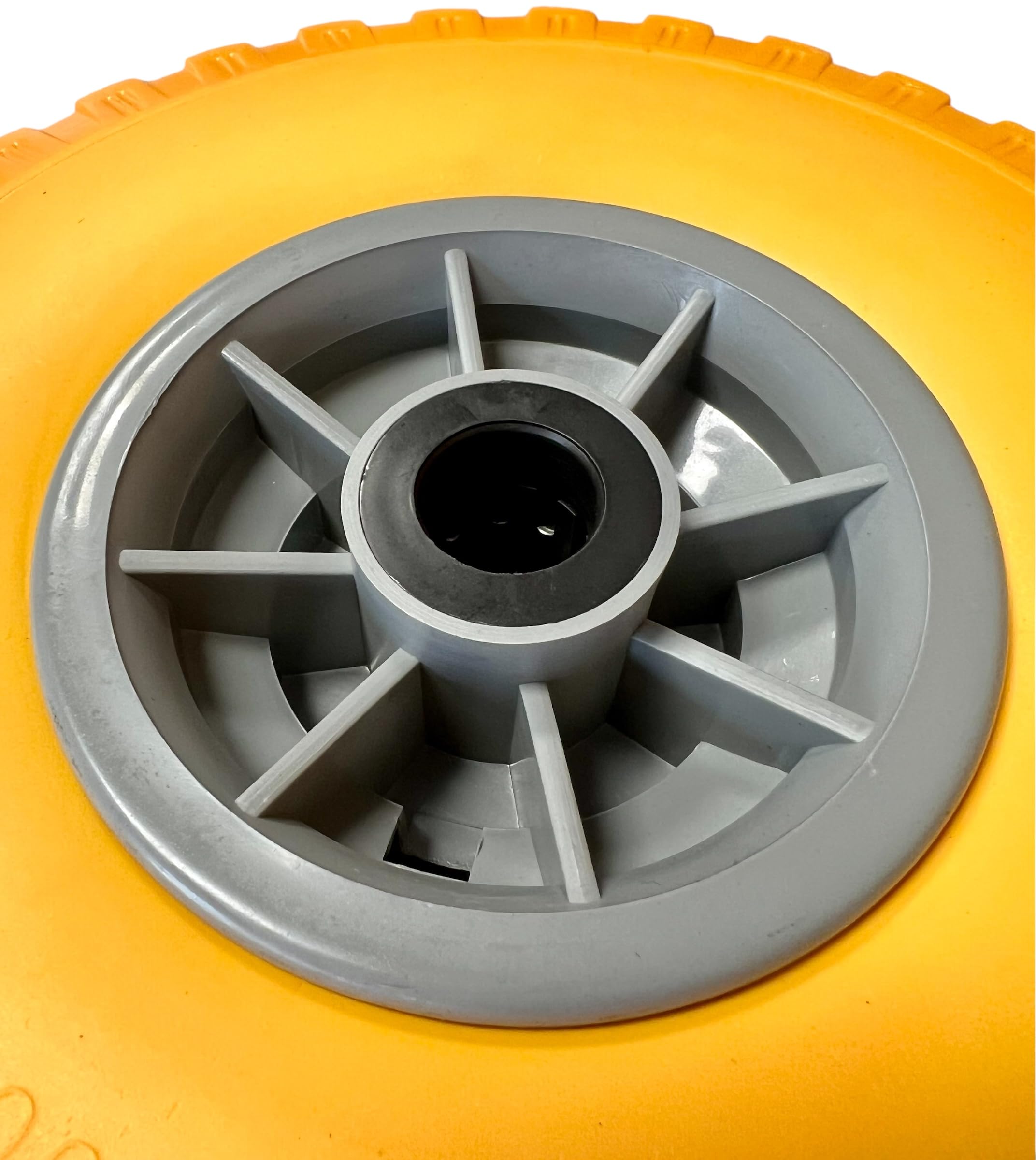 4x Sackkarrenrad Pannensicher VOLLGUMMIREIFEN Ø 260mm, Nabe Ø20×75mm, 3.00-4, für Sackkarren Bollerwagen, Rad Ersatzrad Reifen Räder für Sackkarre Bollerwagenrad Sackkarrenräder, Gelb/Grau, PU