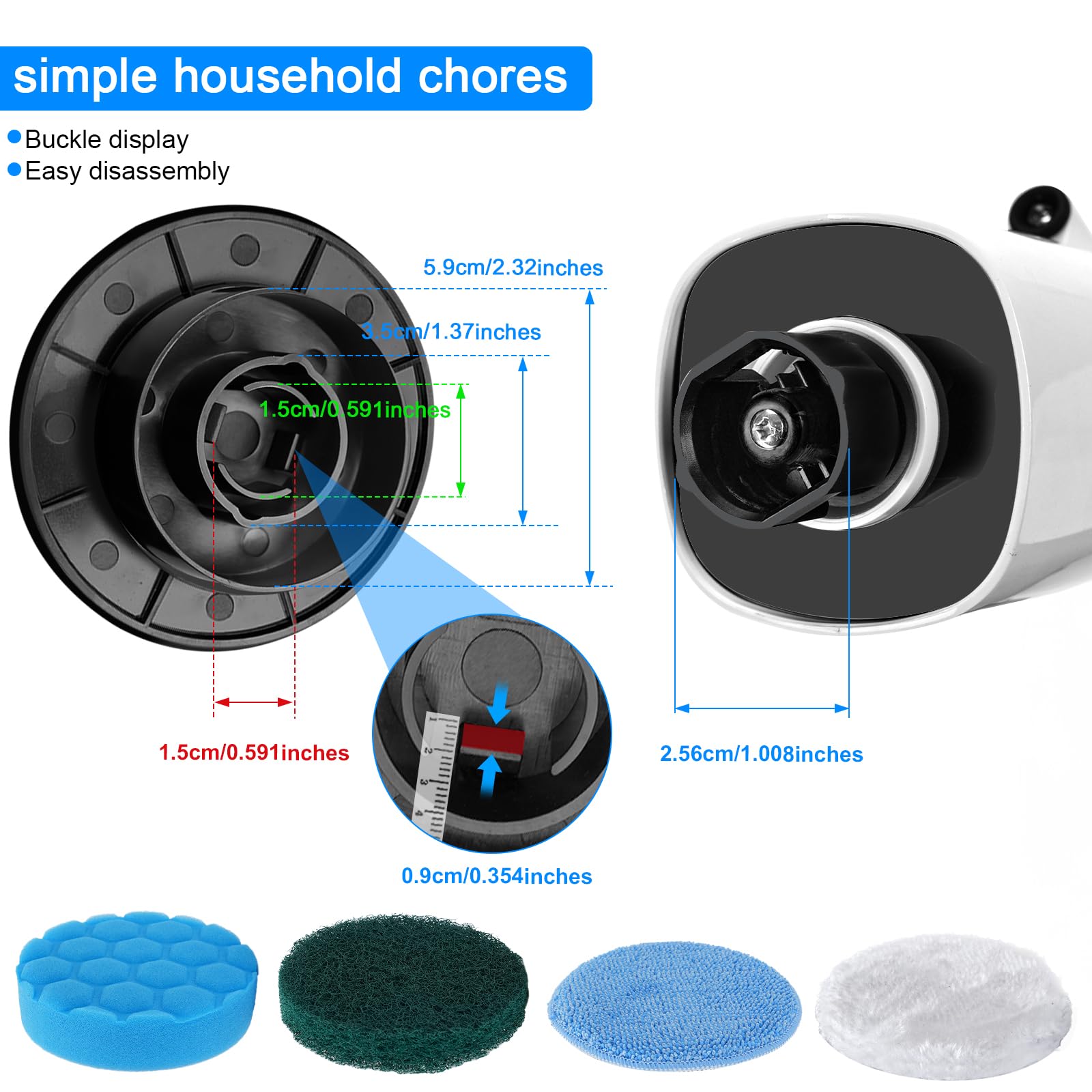 Juego de 12 cabezales de cepillo giratorios eléctricos, cabezales de cepillo reemplazables para estropajo eléctrico inalámbrico, para cepillos de limpieza del hogar, cocina, baño, azulejos, coche