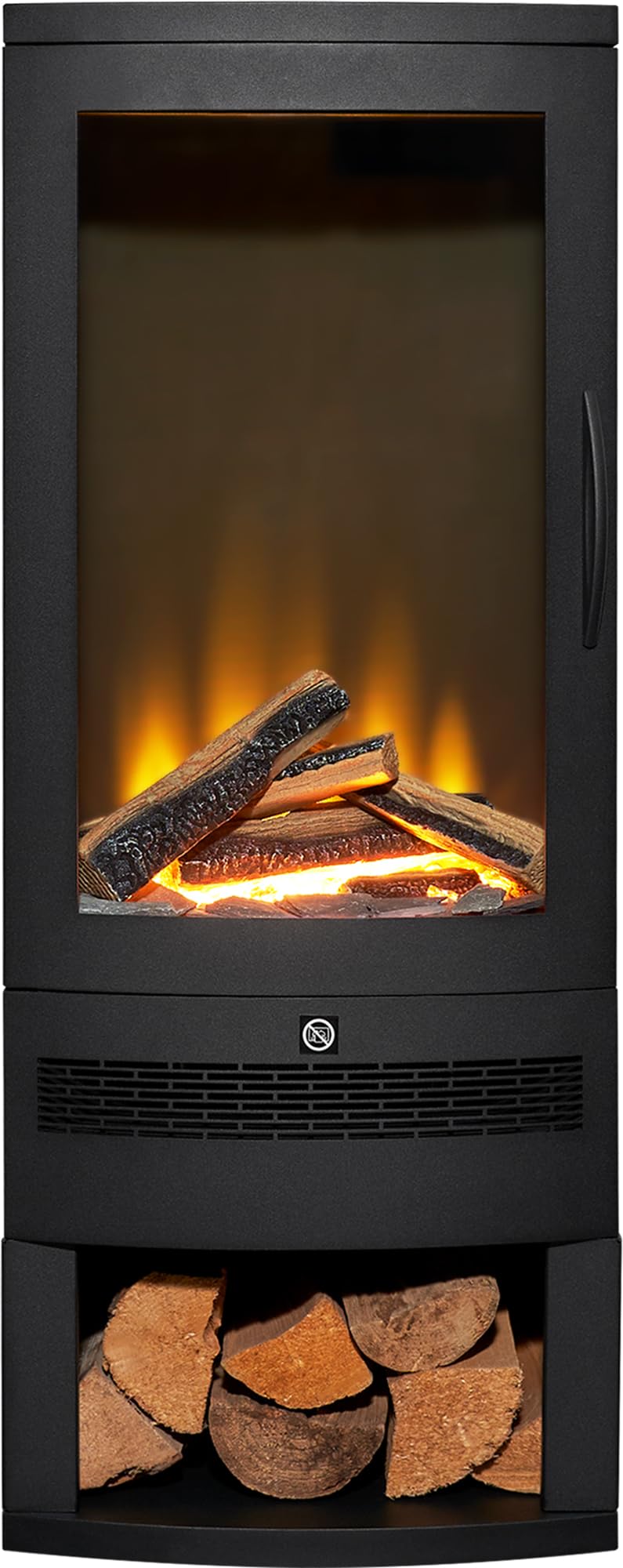 Acantha Black Horizon Electric Stove With Log Storage In
