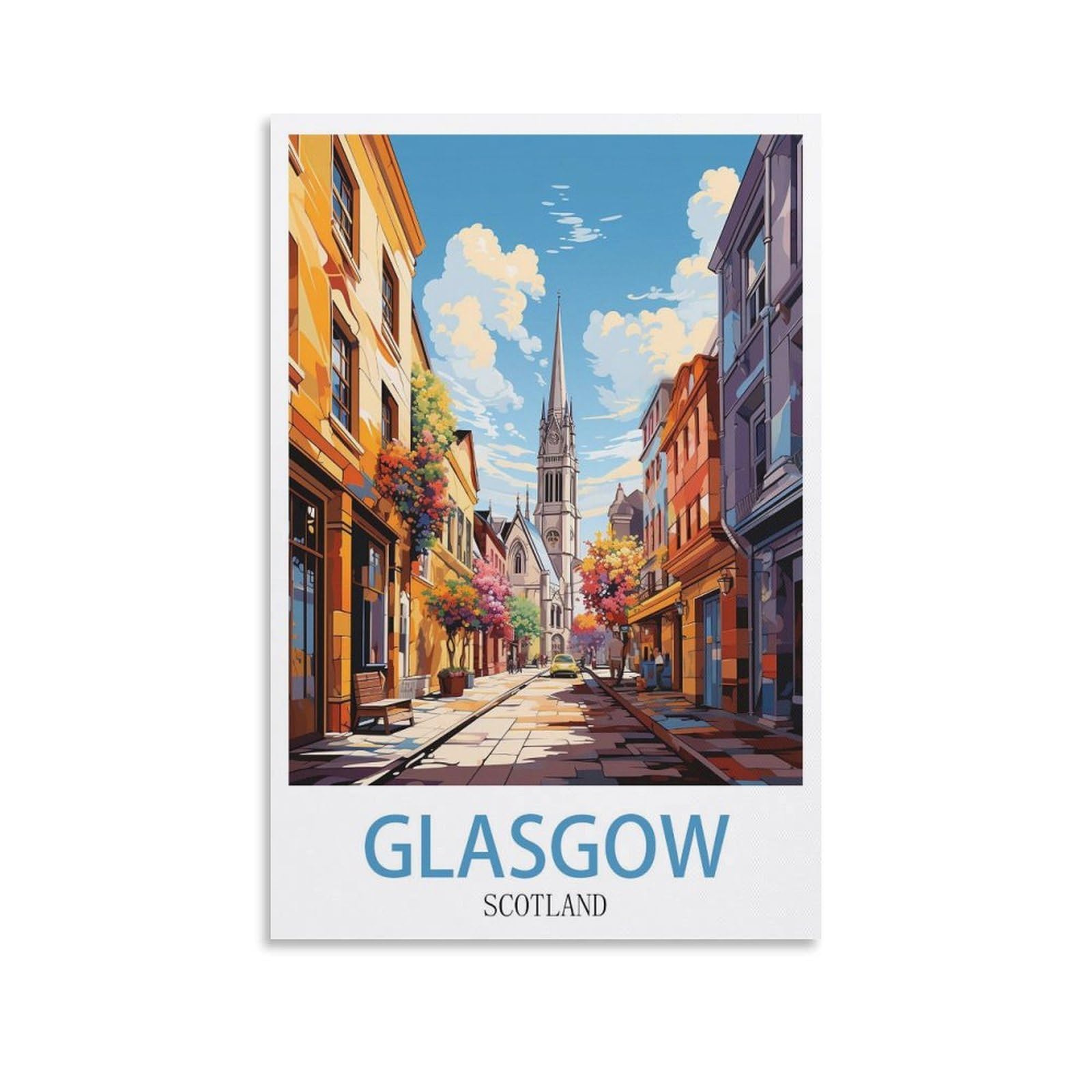EZMLFA 5D Diamond Painting Kits for Adults,Glasgow Scotland Diamond Art Kits for Beginners,Full Drill Diamonds Gem Art for Home Wall Decor Gift 30x40cm