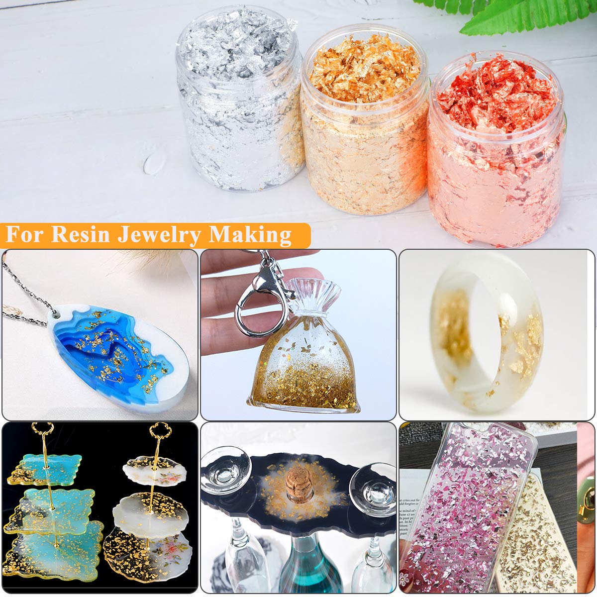Imitation Gold Foil Flakes with Tweezers for Gilding, Painting Arts, Crafts Nails and Resin Jewelry Making 1