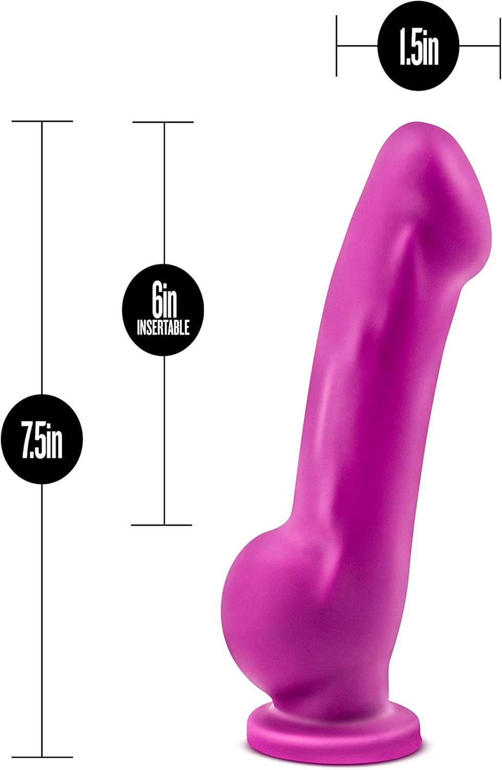 Blush Adult Sex Toys – Avant D7 Ergo – 7.5 Inch G Spot & P Spot Dildo – Platinum Cured Purio Ultrasilk Dual Density Silicone Dildo with Suction Cup & Strap-On Compatible – Women Men Couples – Purple