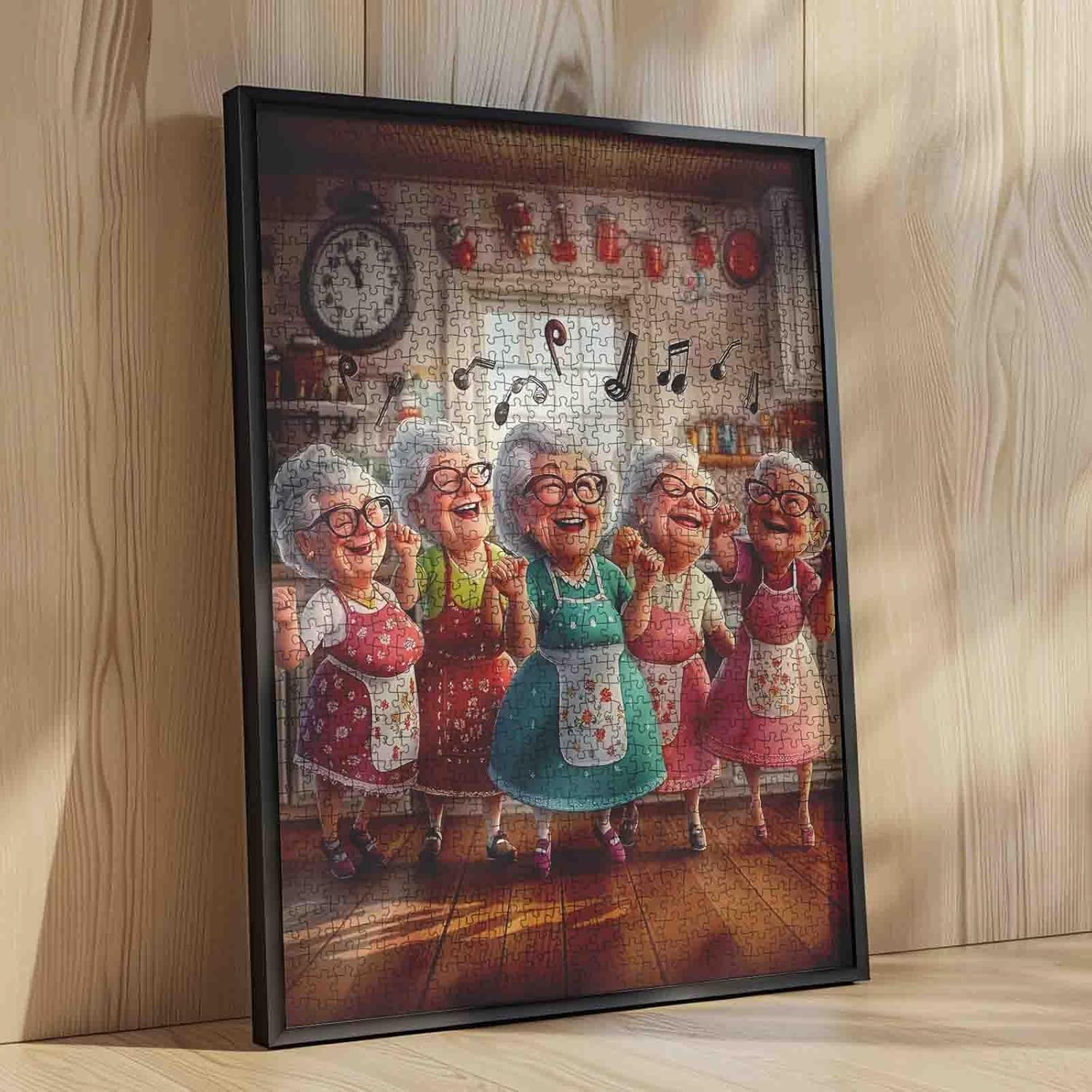 Old Woman Dancing in Kitchen Jigsaw Puzzles for Adult 1000 Piece Funny Good Friends Puzzles Wall Decor Happy Grandma’s Key Puzzles Magic Jigsaw Puzzle Family Challengings,Game Friendship Gift