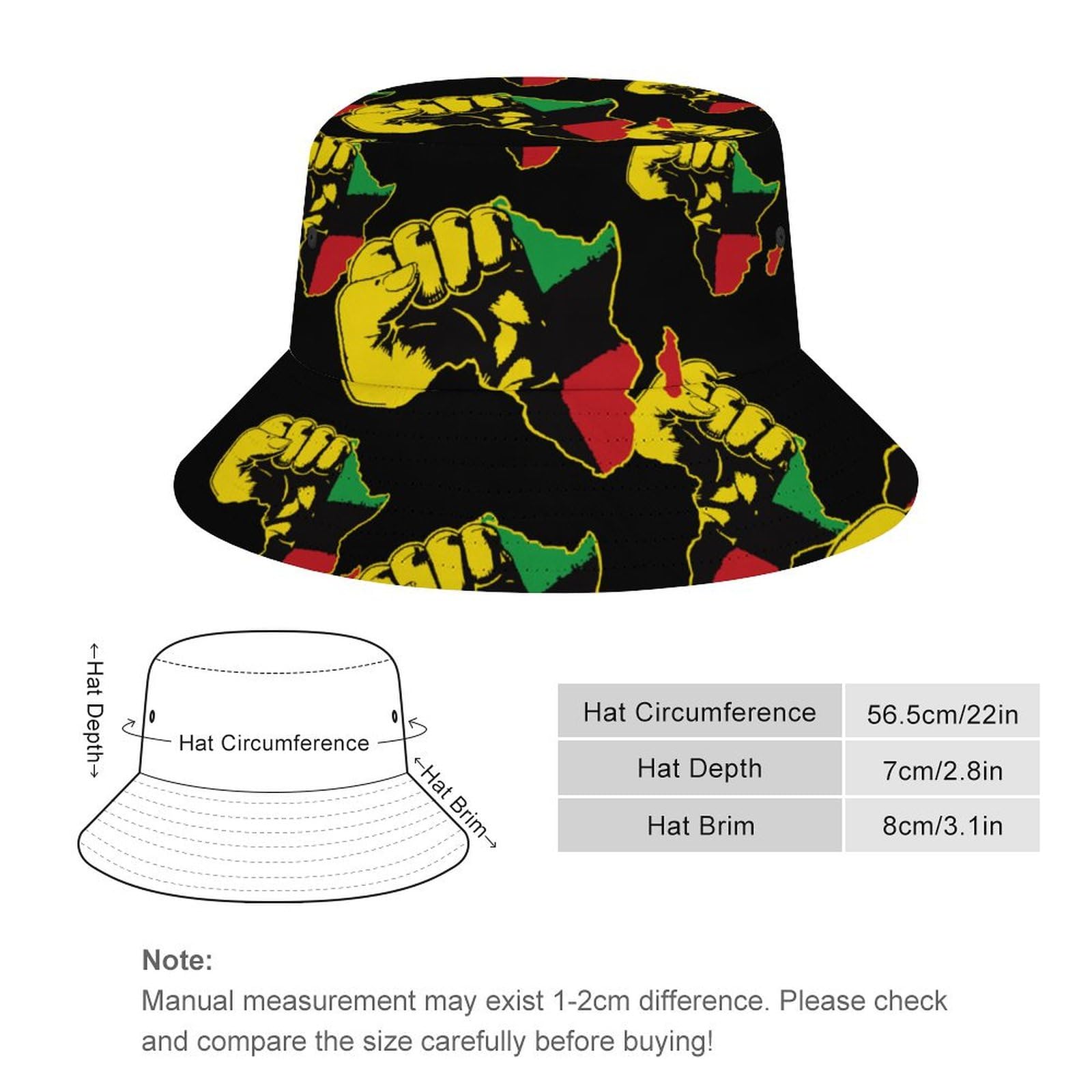Africa Fist Map Fashion Printing Bucket Hat Unisex Summer Sun Fisherman Cap Outdoor Headwear