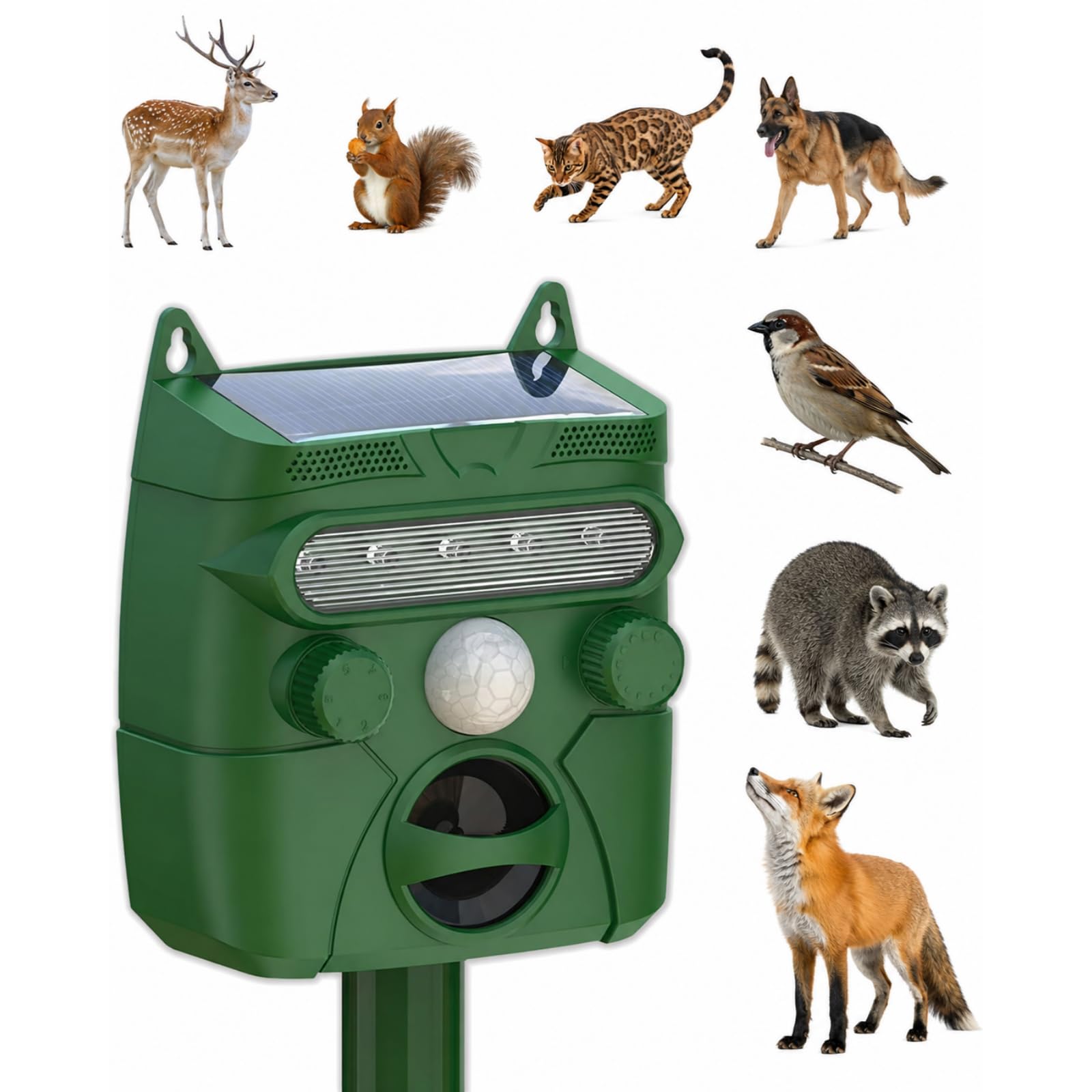 properly fox deterrent Solar Ultrasonic Animal Repeller with Motion Sensor