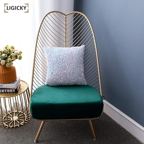 Miniatura 10 de LIGICKY Luxury Series - Fundas de almohada lumbar con lentejuelas brillantes, decorativas, color blanco plateado, fundas de cojín rectangulares para