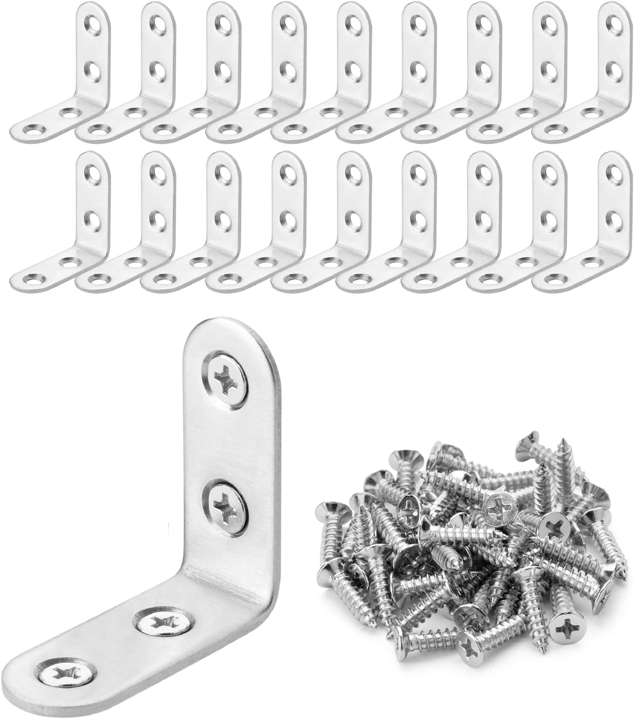 Bates L Brackets, 40 Pack with 160 pcs Screws, 40mmx40mm