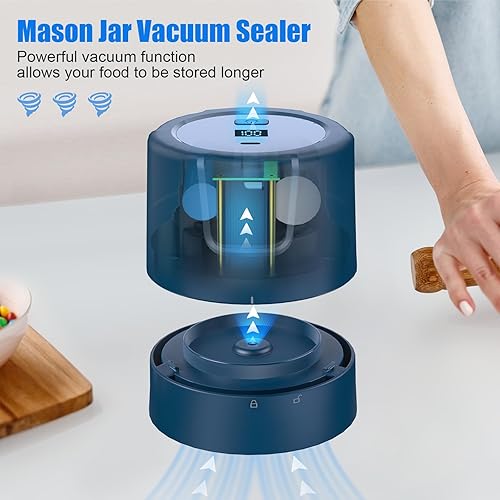 Miniatura 2 de Racazl Sellador al vacío eléctrico para frascos, sellador al vacío para frascos, sellador al vacío eléctrico para tarros Mason de almacenamiento de