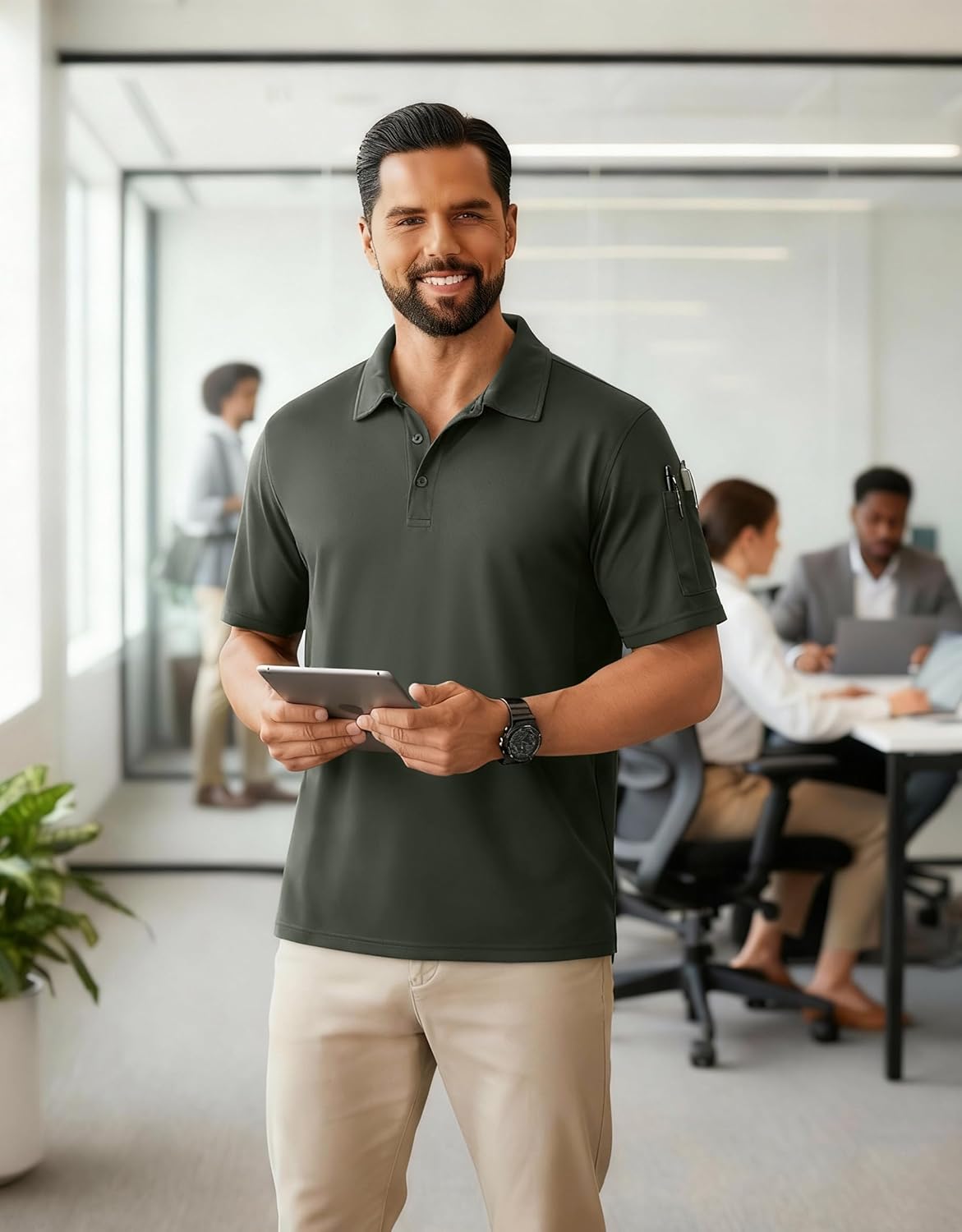 COOFANDY Men's Polo Shirts Short Sleeve Quick Dry Performance Golf Polos Tactical Work Shirts with Pen Pocket - Image 3