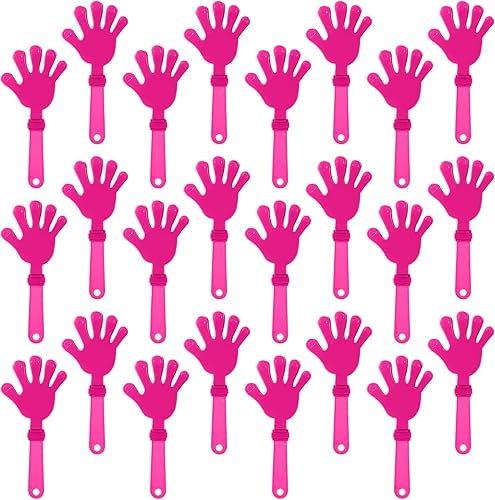ZCYSRLQIN 24 pinzas de mano de color rosa intenso de 7.5 pulgadas, que hacen ruido, regalos de fiesta, plástico para eventos deportivos, alegrías,