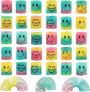 Fun-Here 30 Pack Rainbow Magic Fidget Springs - Stress Relief Coil Toys, Bulk Party Favors for Kids Birthdays, Goodie Bags & Classroom Prizes