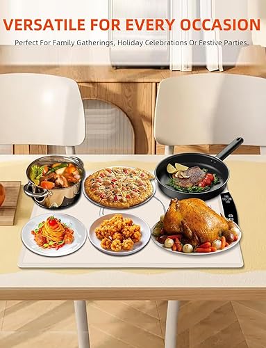 Miniatura 6 de Bandeja eléctrica de calentamiento de alimentos, alfombrilla de calentamiento de superficie completa, bandeja térmica de silicona enrollable para
