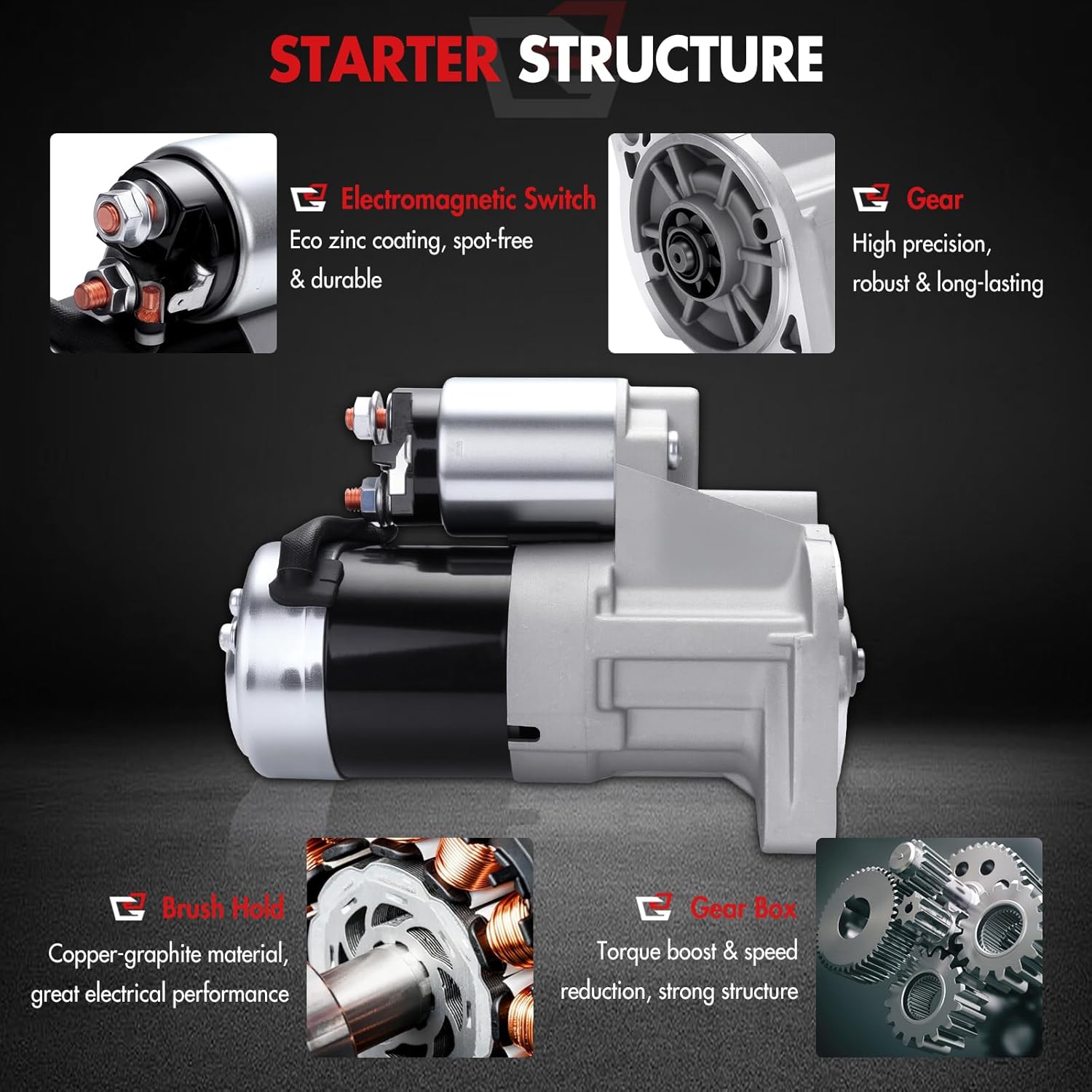 New Starter Compatible for Nissan Lift Trucks AEH All H20 Engine for Nissan Lift Trucks AH All A15 Engine, 1.2kW/12 Volt Starter Motor Replace 23300-W9810 17437