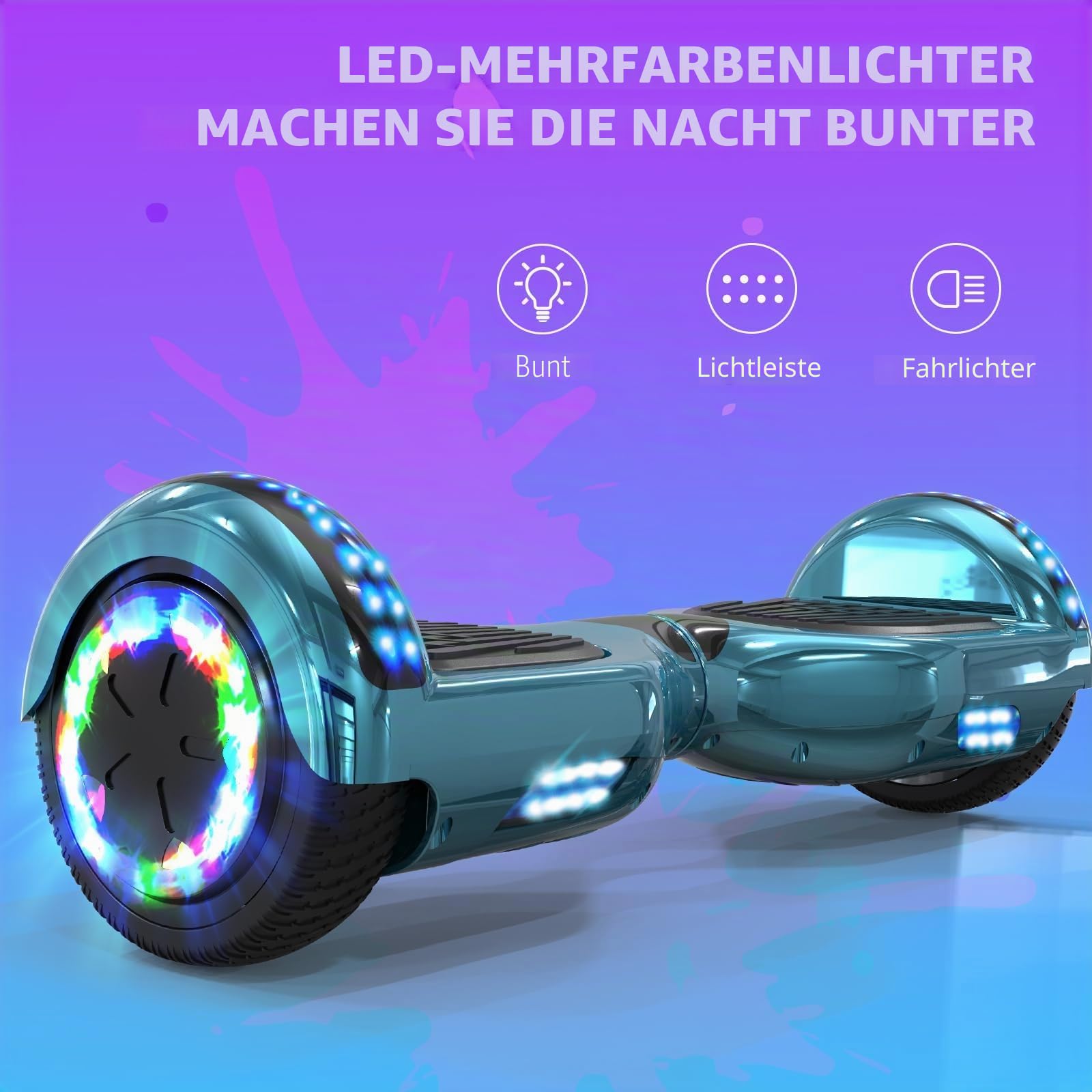 VOUUK Hoverboard 6,5-Zoll-Hoverboard mit Zwei Rädern, Mit Bluetooth-Lautsprecher, Mit LED-Lichtern Geeignet für Kinder und Erwachsene