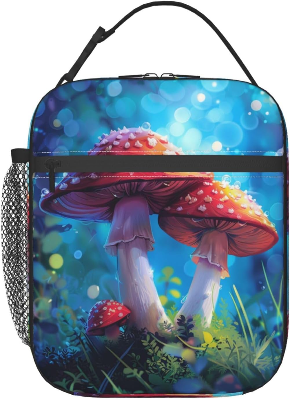 Insulated Lunch Box for Boys Kids Men Mushroom Lunch Bag for Work,Picnic,School,Travel,Hiking, Beach or Fishing Polyester Mushroom Lunch Box