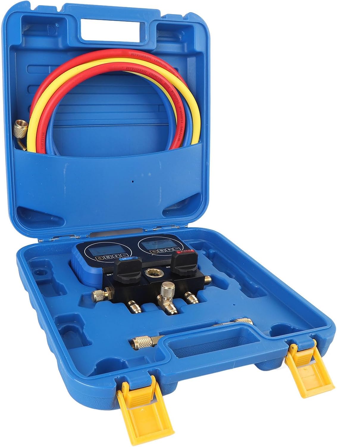 Luocute Digital Manifold, 0-50 Bar Low High Pressure Test HVAC Manifold, for R134A R410A R32 R1234YF Pressure Test