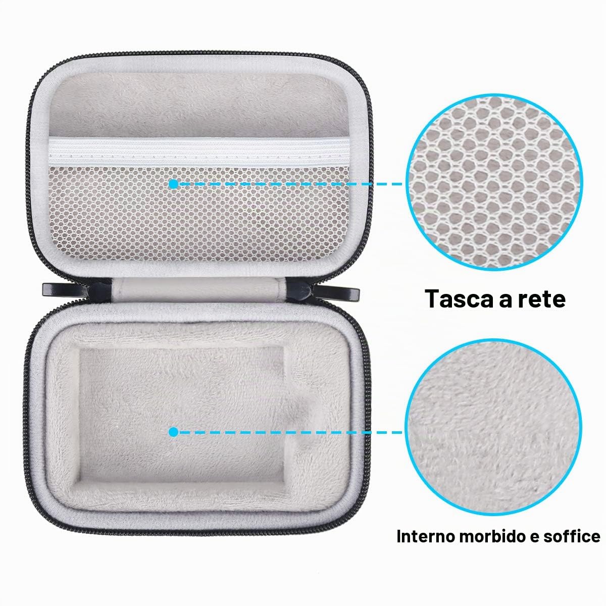 Lacdo Custodia Hard Disk Esterno per Samsung T7 Shield/Samsung T7/T7 Touch SSD Esterno Portatile SSD 500GB 1TB 2TB USB 3.2 Custodia Rigida Antiurto Impermeabile Protettiva Borsa, Nero+Grigio