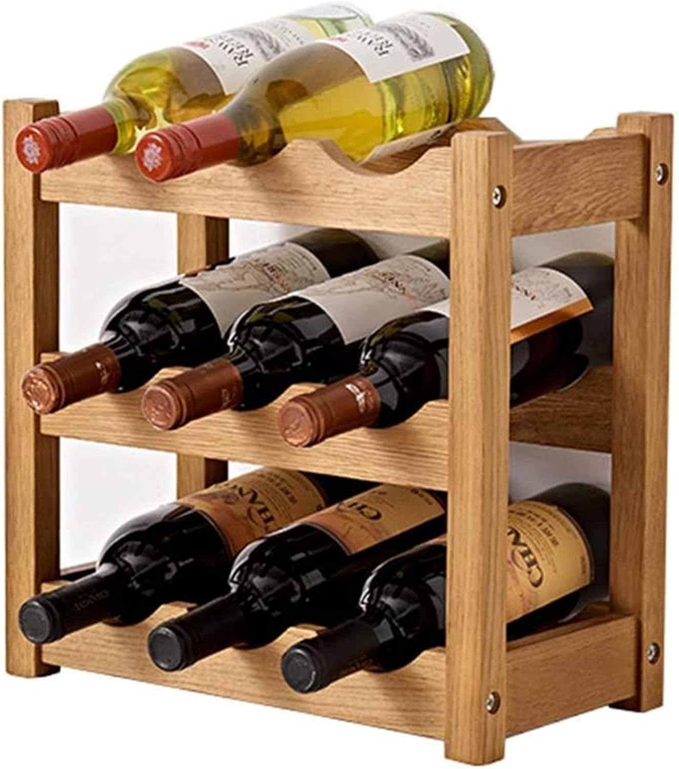 Foldable Wood Wine Rack Holder Display Table Free Standing Rustic Wooden Racks Countertop Decor Organizer (Color : Brown Size : 35.5x36x19cm)