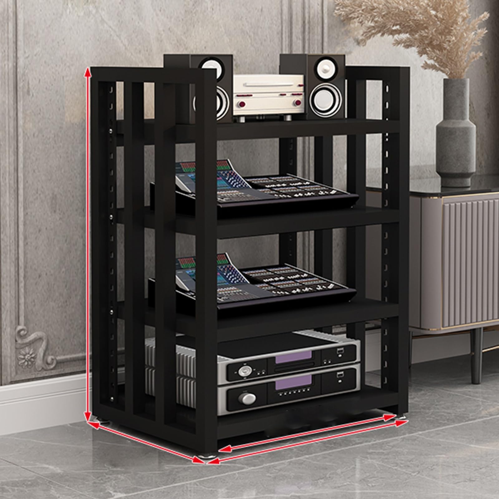 Support multimédia AV à 4 niveaux pour tour audio stéréo noir